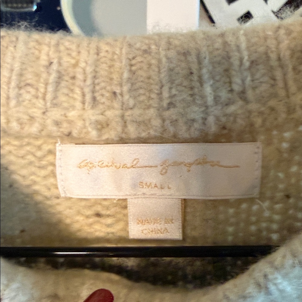 SPIRITUAL GANGSTER Striped Cream and Gray MENS SWEATER - Picture 2 of 5